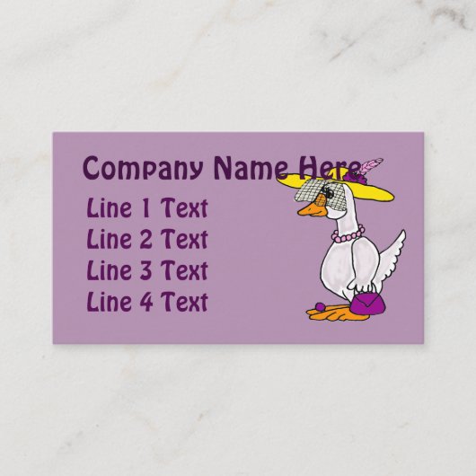 Funny Glamoureuze Goose Cartoon Visitekaartje (Voorkant)