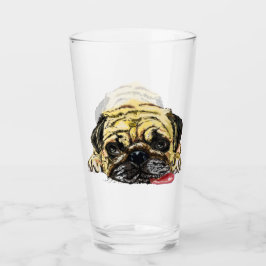 Funny Glass met Pug Dog Glas