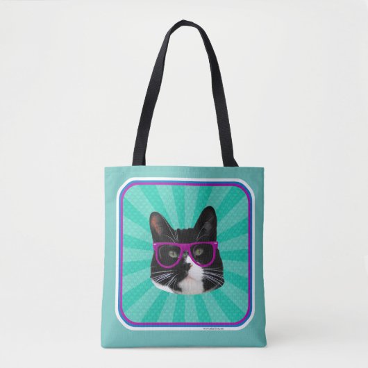 Funny Glasses Tuxedo Cat Epic Foto Art Tote Bag (Voorkant)