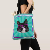 Funny Glasses Tuxedo Cat Epic Foto Art Tote Bag (Dichtbij)