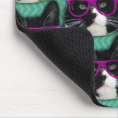 Funny Glasses Tuxedo Cat Pattern Muismat (Hoek)