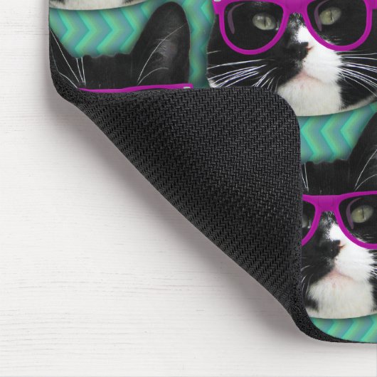 Funny Glasses Tuxedo Cat Pattern Muismat (Hoek)