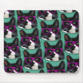 Funny Glasses Tuxedo Cat Pattern Muismat (Voorkant)