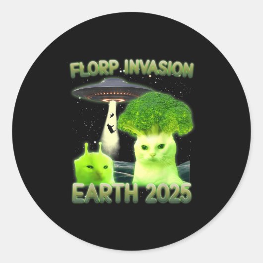 Funny Glerp Glorp Funny Alien Cat Meme  Ronde Sticker (Voorkant)