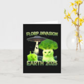 Funny Glerp Glorp Funny Alien Cat Meme  T-s Kaart (Gele Bloem)