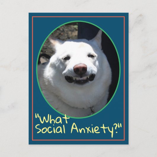 Funny glimlachen Dog Shiba in wat sociale angst Briefkaart (Voorkant)