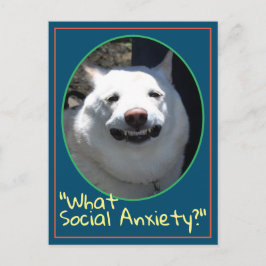 Funny glimlachen Dog Shiba in wat sociale angst Briefkaart