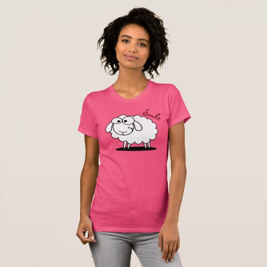 Funny glimlachend schaap t-shirt (Voorkant volledig)