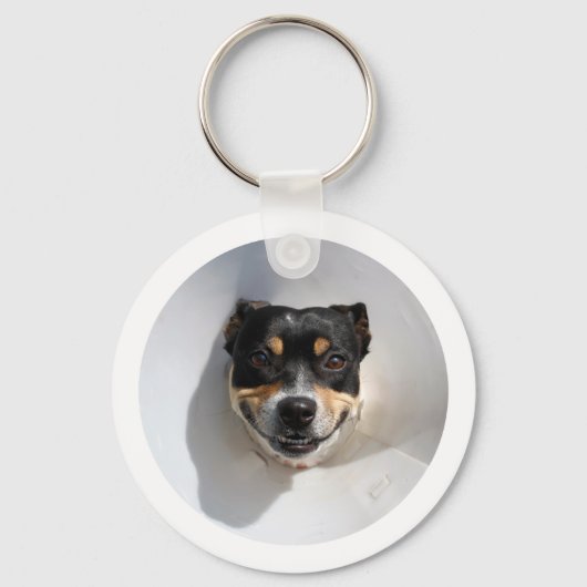 Funny glimlachte hond sleutelhanger (Voorkant)