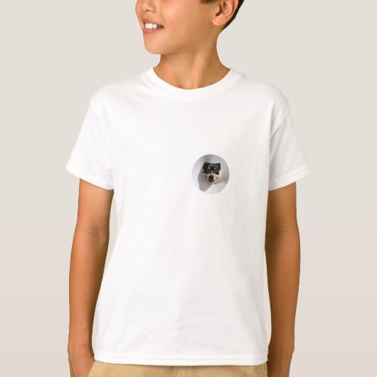 Funny glimlachte hond t-shirt (Voorkant)