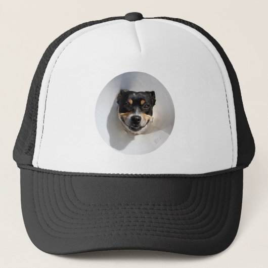 Funny glimlachte hond trucker pet (Voorkant)
