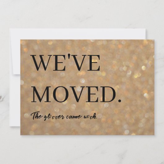 Funny Glitter Joke We hebben het nieuwe adres verp Aankondiging (Voorkant)