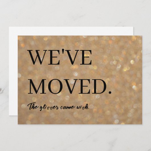Funny Glitter Joke We hebben het nieuwe adres verp Aankondiging (Voorkant / Achterkant)