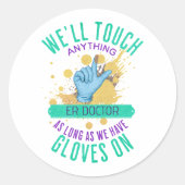 Funny Glove (Medische Klus) - Doctor Ronde Sticker (Voorkant)