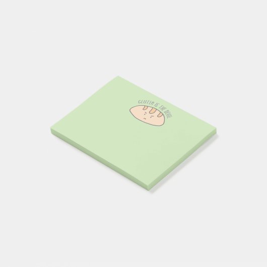 Funny Gluten is de duivel Light Green Post-it® Notes (Schuin)