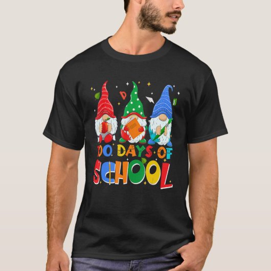 Funny Gnome 100 Days Of School Gnomes Teacher Stud T-shirt (Voorkant)