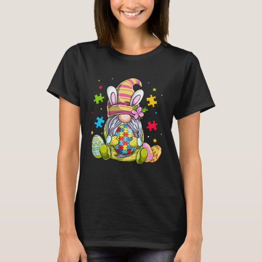 Funny Gnome Autism Awareness Happy Easter Day Bunn T-shirt (Voorkant)
