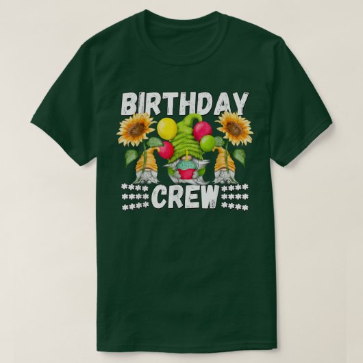 Funny Gnome Birthday Crew Yellow Sunflower Birthda T-shirt (Design voorkant)