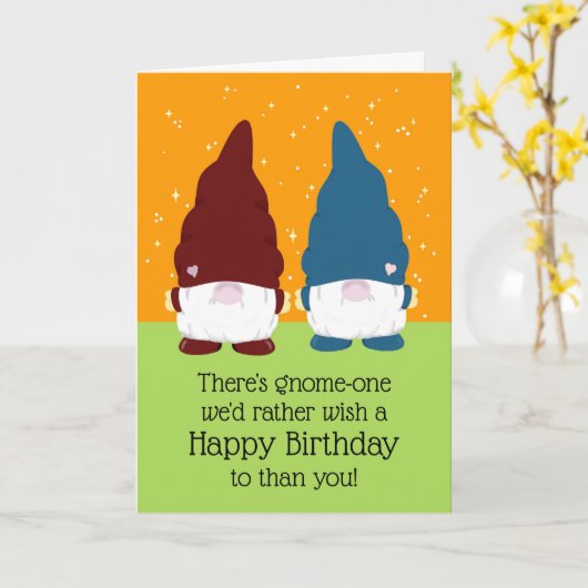 Funny Gnome Birthday Kaart (Gele Bloem)
