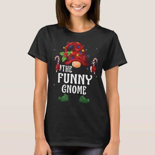 Funny Gnome Buffalo Pset Matching Family Christma T-shirt (Voorkant)