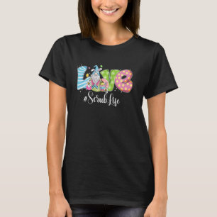 Funny Gnome Bunny Love Scrub Life Neurse Paasdag T-shirt