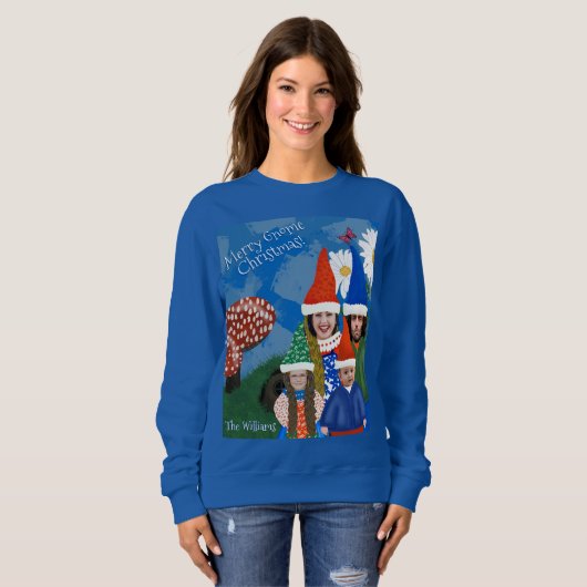 Funny Gnome Family Foto Ugly met Kerstmis Sweater (Voorkant volledig)