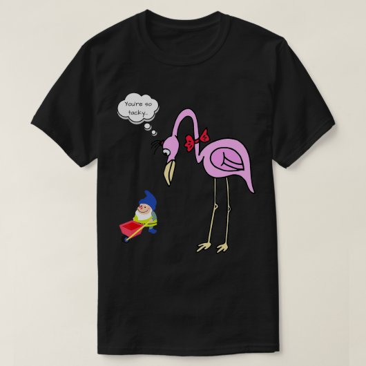 Funny gnome flamingo, zo smerig cadeautje, gardeni t-shirt (Design voorkant)