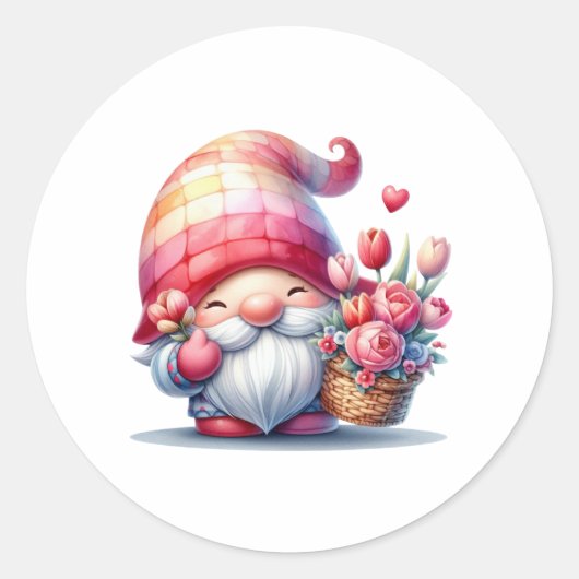 Funny Gnome for Valentine Day Ronde Sticker (Voorkant)