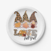 Funny Gnome houdt van herfst, pompoenseizoen Papieren Bordje (Voorkant)