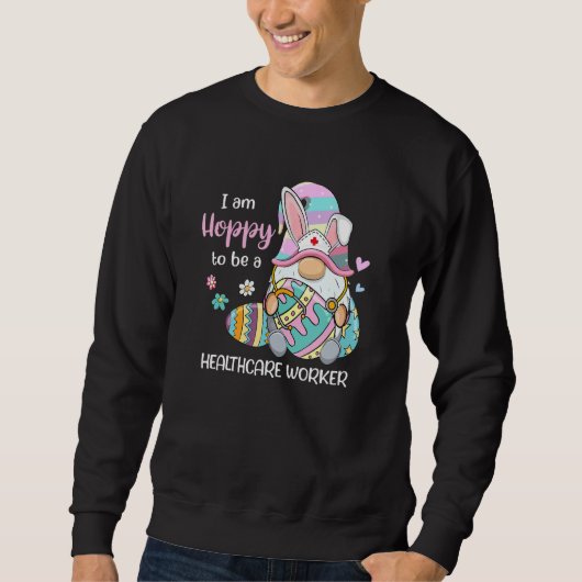Funny Gnome Ik ben hap om gezondheidswerkers te zi Trui (Voorkant)