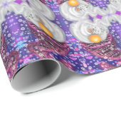 Funny Gnome in het Paarse Pet Zing een kerstlied Cadeaupapier (Rol Hoek)