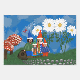 Funny Gnome Je familie voegt foto's met kerstmis t Inpakpapier Vel