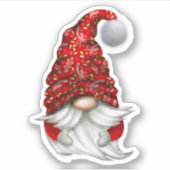 Funny Gnome kerstfeestdag sticker decolabel (Voorkant)