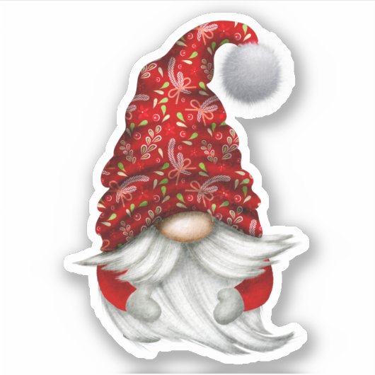 Funny Gnome kerstfeestdag sticker decolabel (Voorkant)