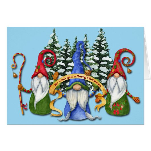 Funny Gnome-kerstkaartje (Voorkant Horizontaal)