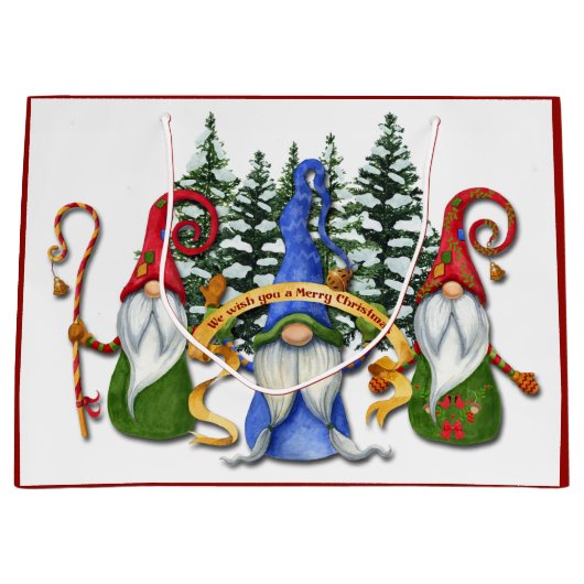 Funny Gnome Kerstwens Groot Cadeauzakje (Voorkant)
