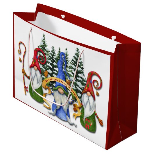 Funny Gnome Kerstwens Groot Cadeauzakje (Voorkant Gekanteld)