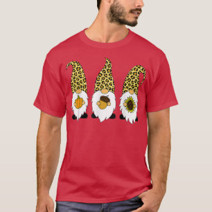 Funny Gnome Leopard & Pumpkin Sunflower Autumn Tha T-shirt