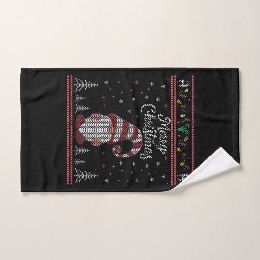 Funny Gnome Merry Kerstmis Bad Handdoek (Handdoek)