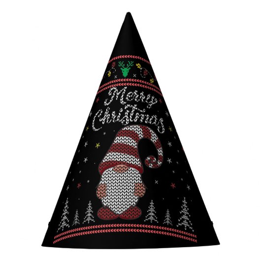 Funny Gnome Merry Kerstmis Feesthoedjes (Voorkant)