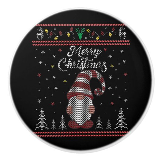 Funny Gnome Merry Kerstmis Keramische Knop (Voorkant)