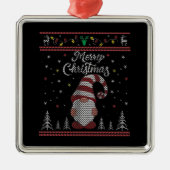 Funny Gnome Merry Kerstmis Metalen Ornament (Voorkant)