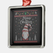 Funny Gnome Merry Kerstmis Metalen Ornament (Links)
