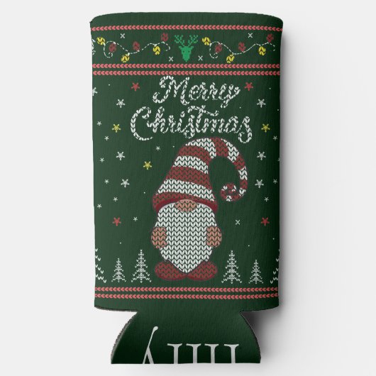 Funny Gnome Merry Kerstmis Seltzer Blikjeskoeler (Achterkant)