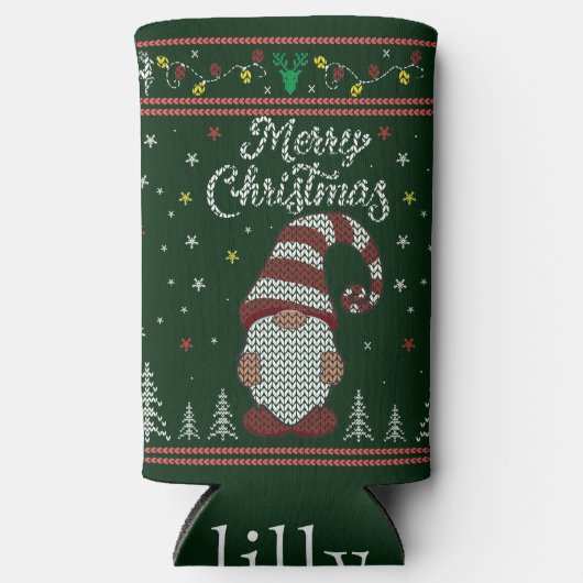 Funny Gnome Merry Kerstmis Seltzer Blikjeskoeler (Voorkant)