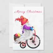 Funny Gnome met Bike en Gifts - Vrolijk kerstfeest (Voorkant)