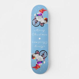 Funny Gnome met Bike en Gifts - Vrolijk kerstfeest Persoonlijk Skateboard