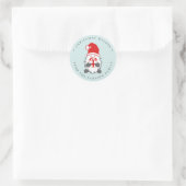 Funny Gnome met Cadeau en Santa hat Mint Ronde Sticker (Tas)