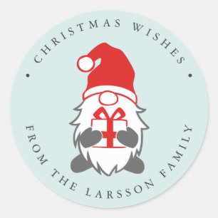Funny Gnome met Cadeau en Santa hat Mint Ronde Sticker