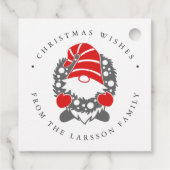 Funny Gnome met Garland Festive Kerstmis Bedankjes Labels (Achterkant)
